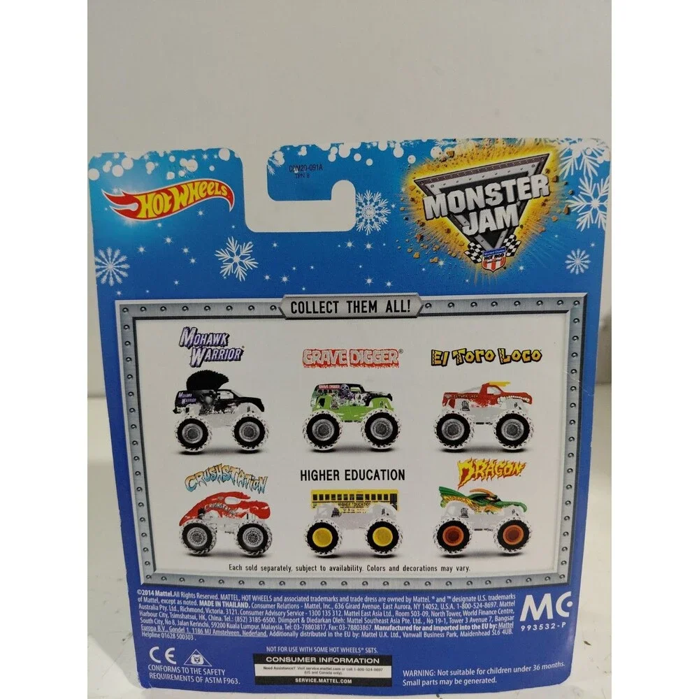 NIP Hot Wheels Monster Jam Holiday 1:64 Die Cast Dragon w/Snow Tires